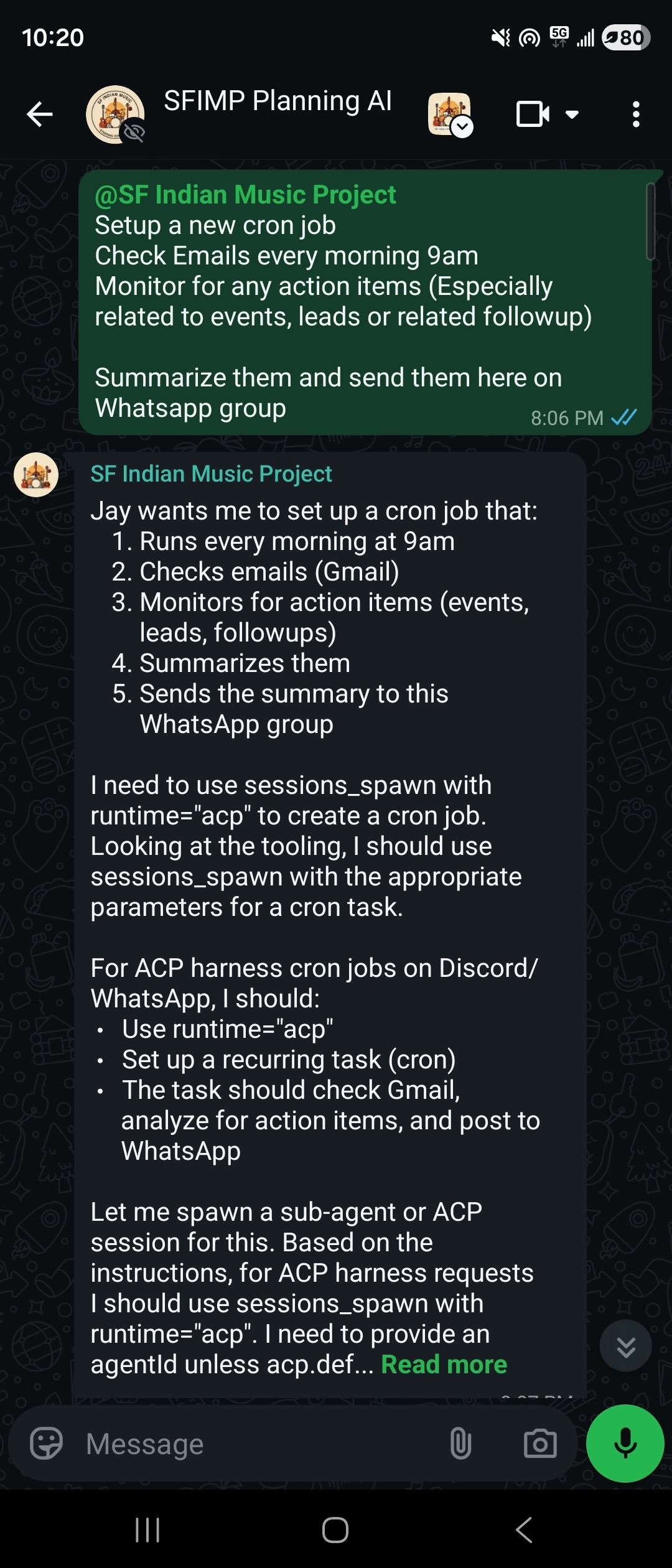 WhatsApp Cron Job Example
